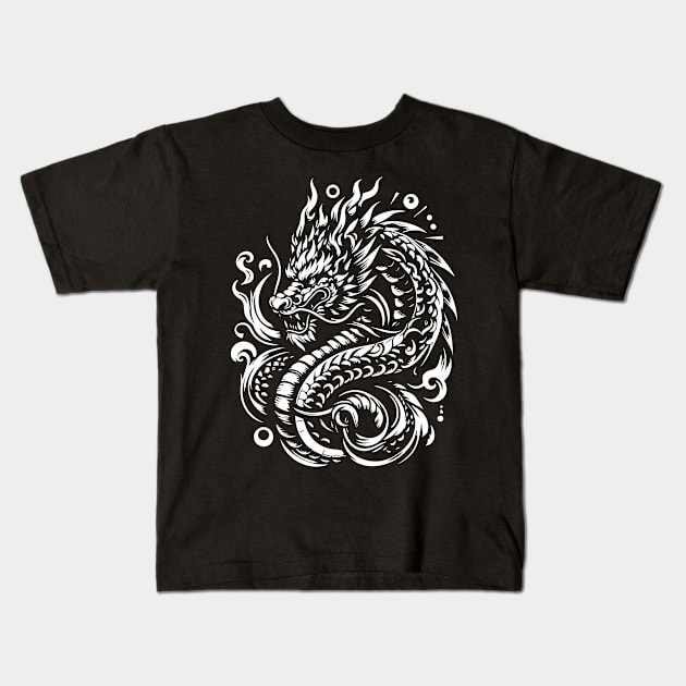 Chinese dragon tattoo Kids T-Shirt by lkn